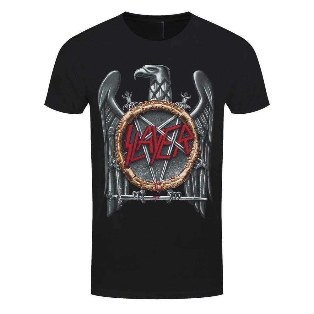 Slayer Silver Eagle Metal Band Retro Graphic Black T-Shirt